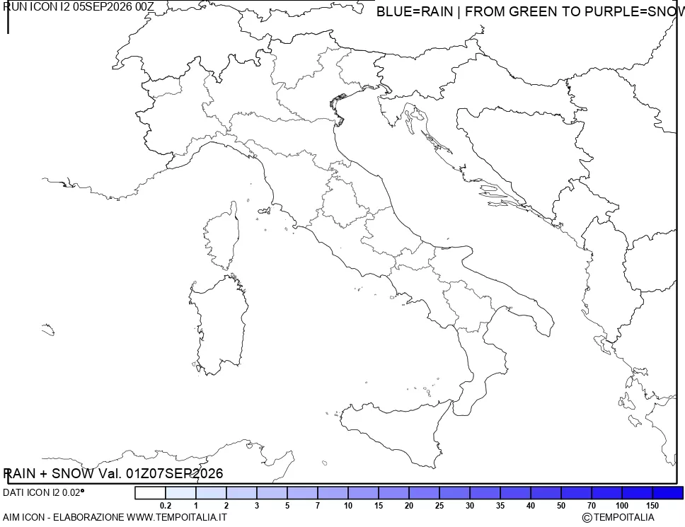 mappa Precipitazioni totali e nevose