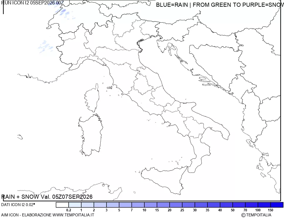 mappa Precipitazioni totali e nevose