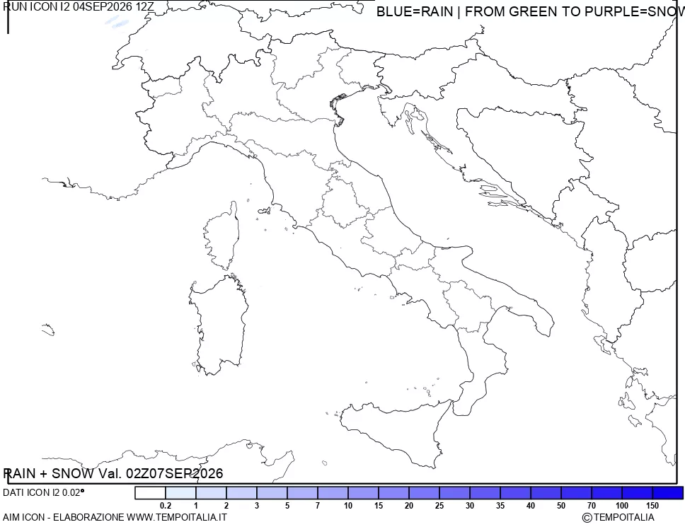 mappa Precipitazioni totali e nevose