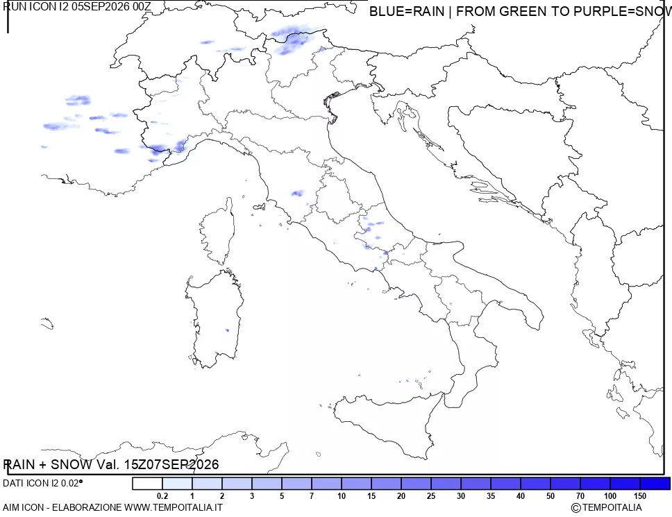 mappa Precipitazioni totali e nevose