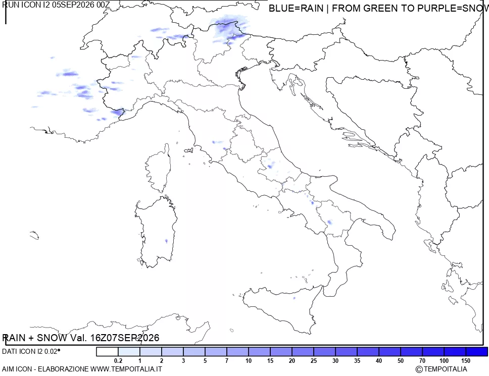 mappa Precipitazioni totali e nevose