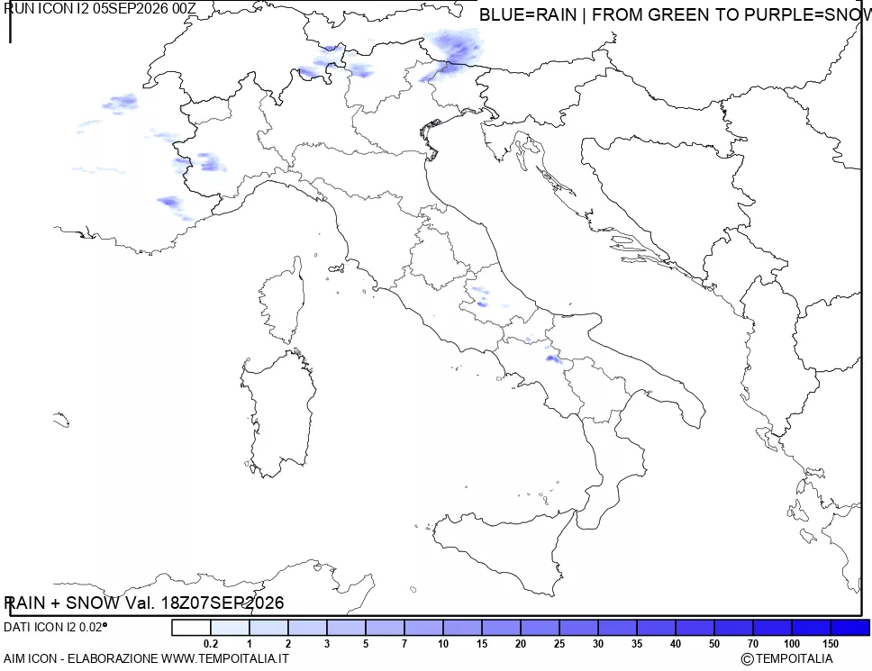 mappa Precipitazioni totali e nevose