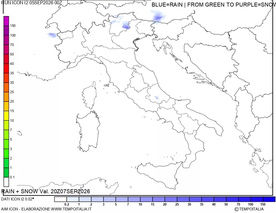 mappa Precipitazioni totali e nevose