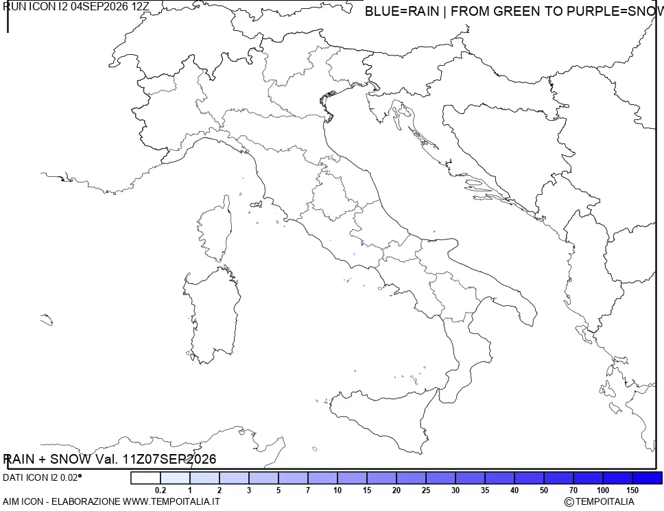 mappa Precipitazioni totali e nevose