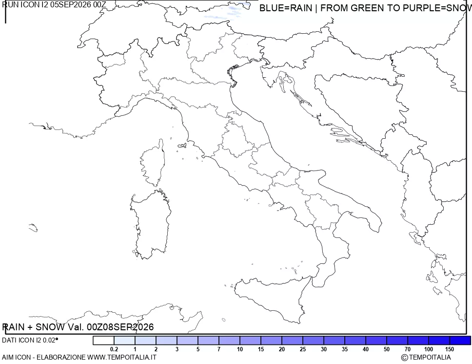 mappa Precipitazioni totali e nevose