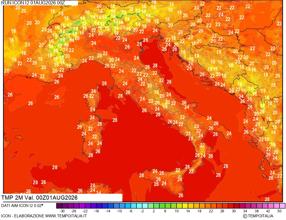 mappa Temp 2 metri