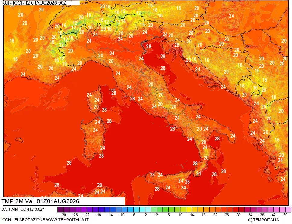 mappa Temp 2 metri