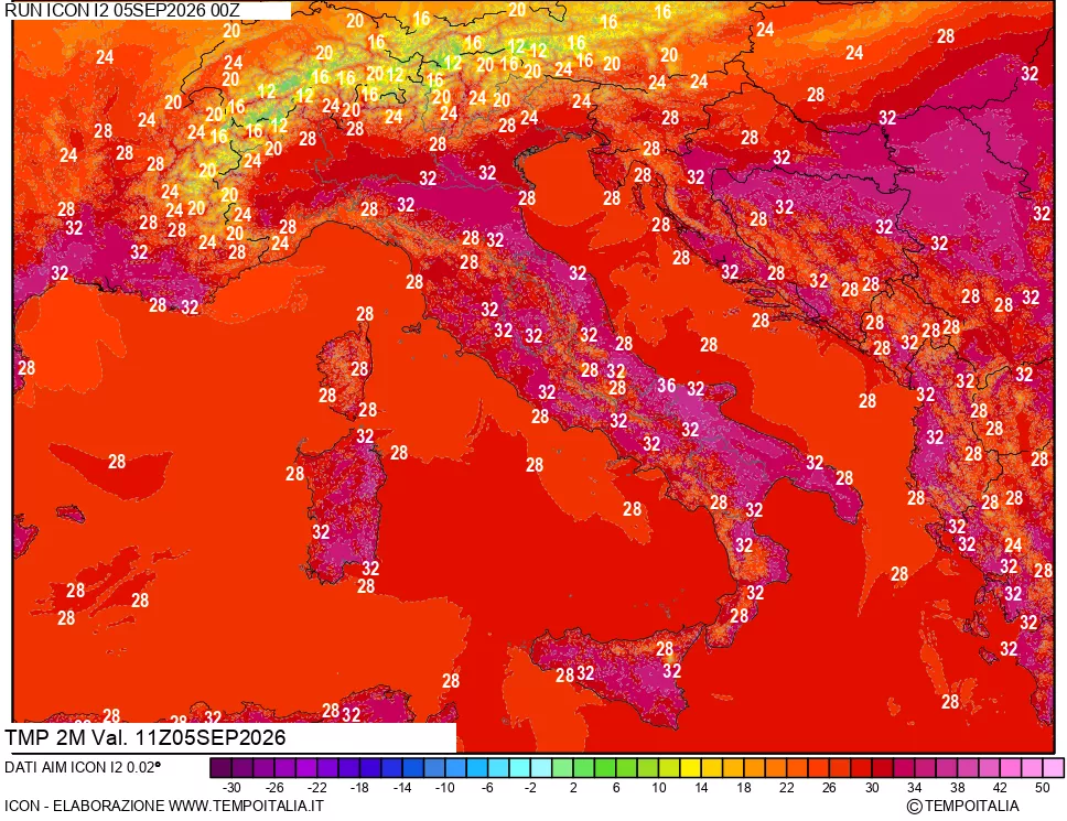 mappa Temp 2 metri