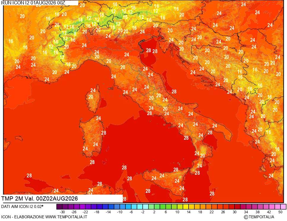 mappa Temp 2 metri