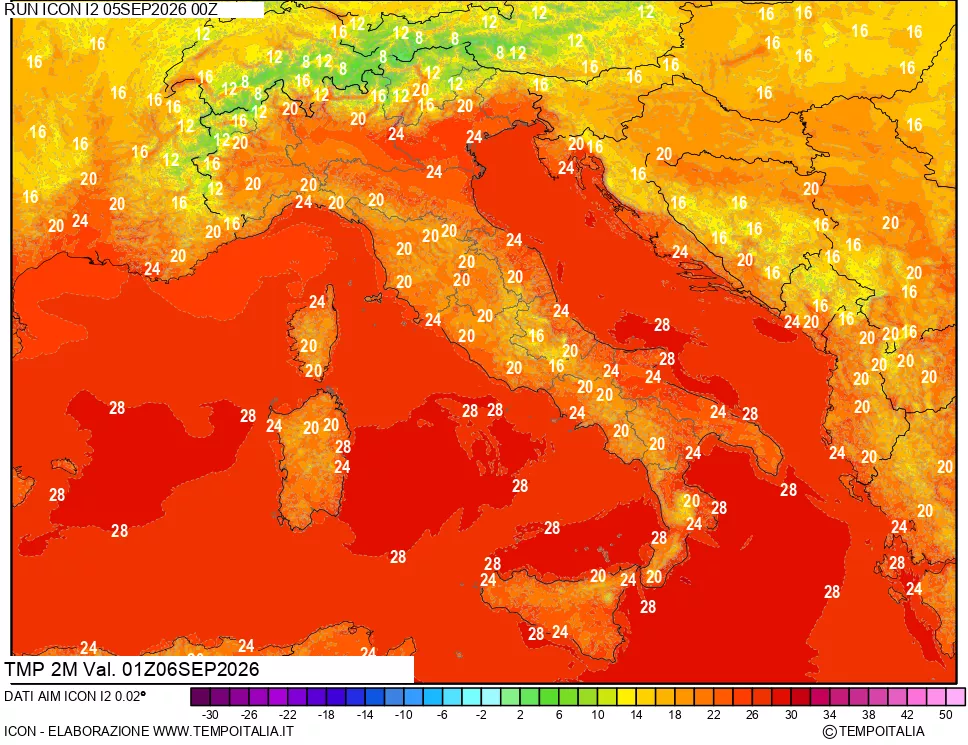 mappa Temp 2 metri