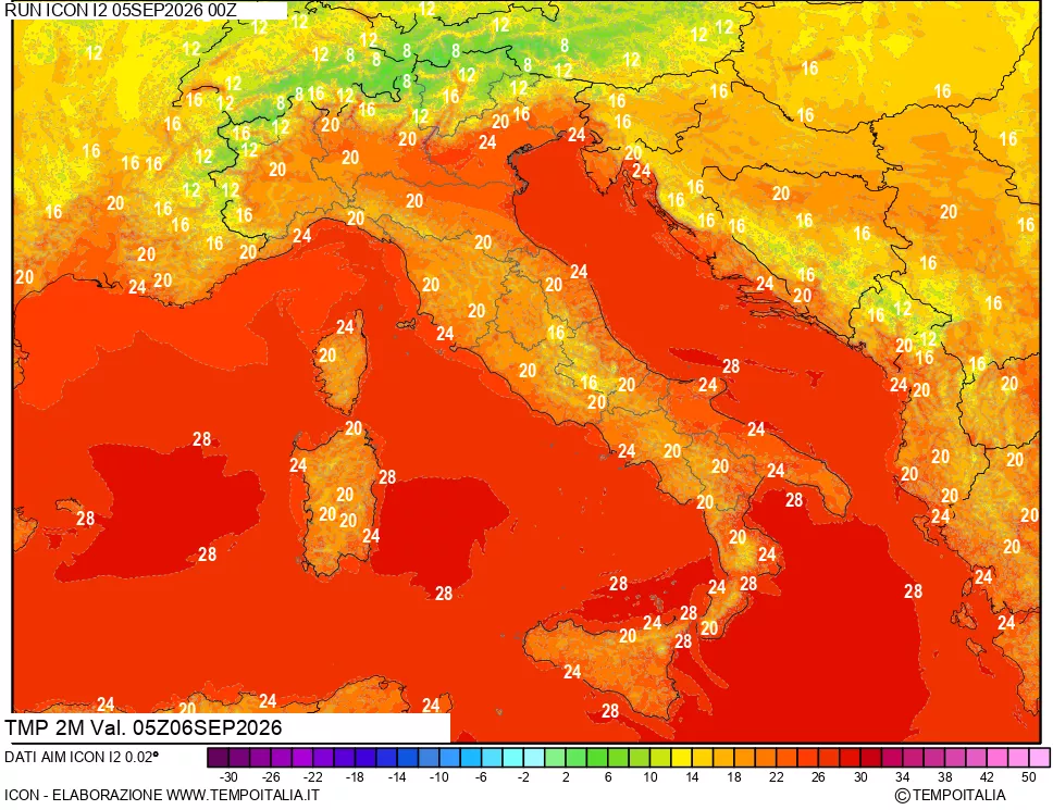 mappa Temp 2 metri