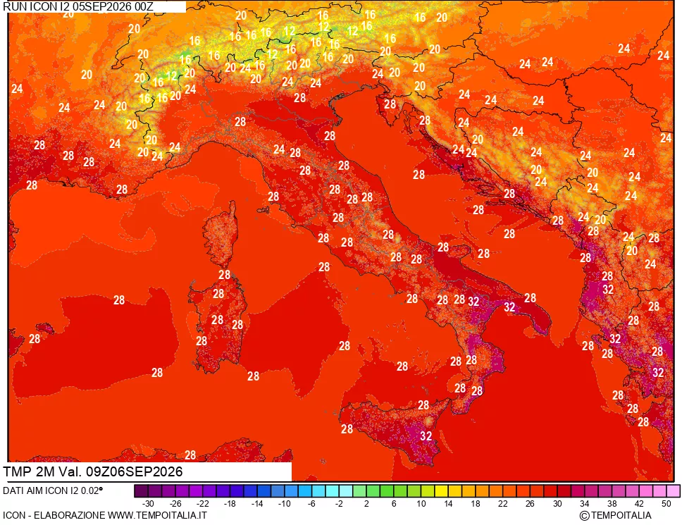 mappa Temp 2 metri
