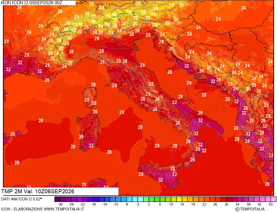 mappa Temp 2 metri
