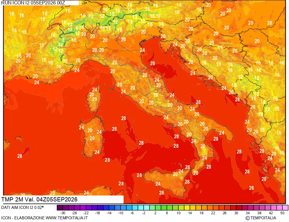 mappa Temp 2 metri