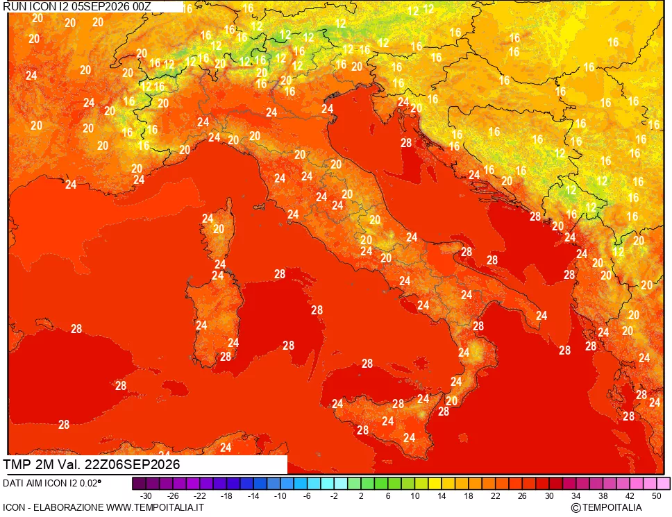 mappa Temp 2 metri