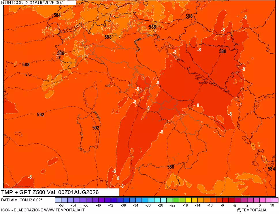 mappa 500 hPa Temp + GPT