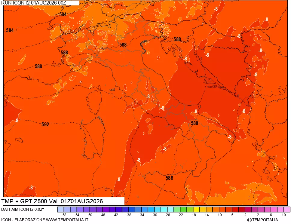 mappa 500 hPa Temp + GPT