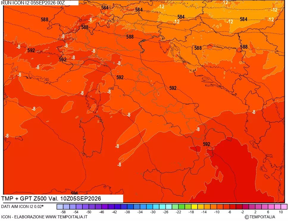 mappa 500 hPa Temp + GPT