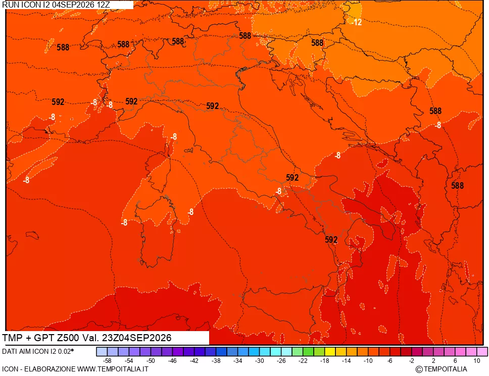 mappa 500 hPa Temp + GPT