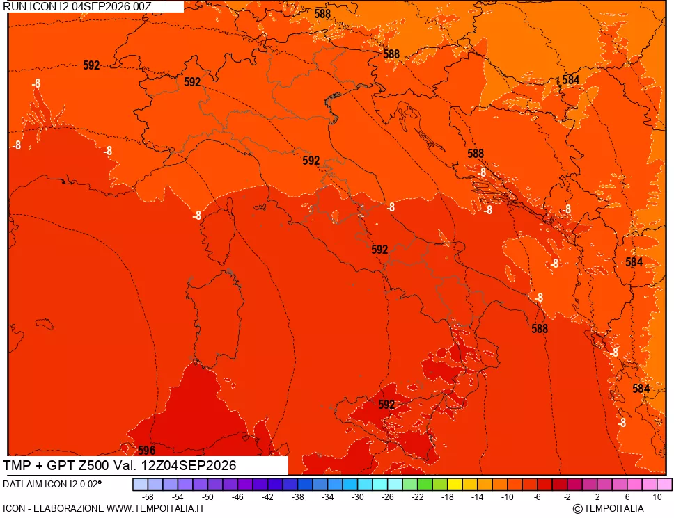 mappa 500 hPa Temp + GPT