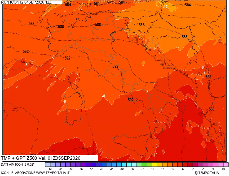 mappa 500 hPa Temp + GPT