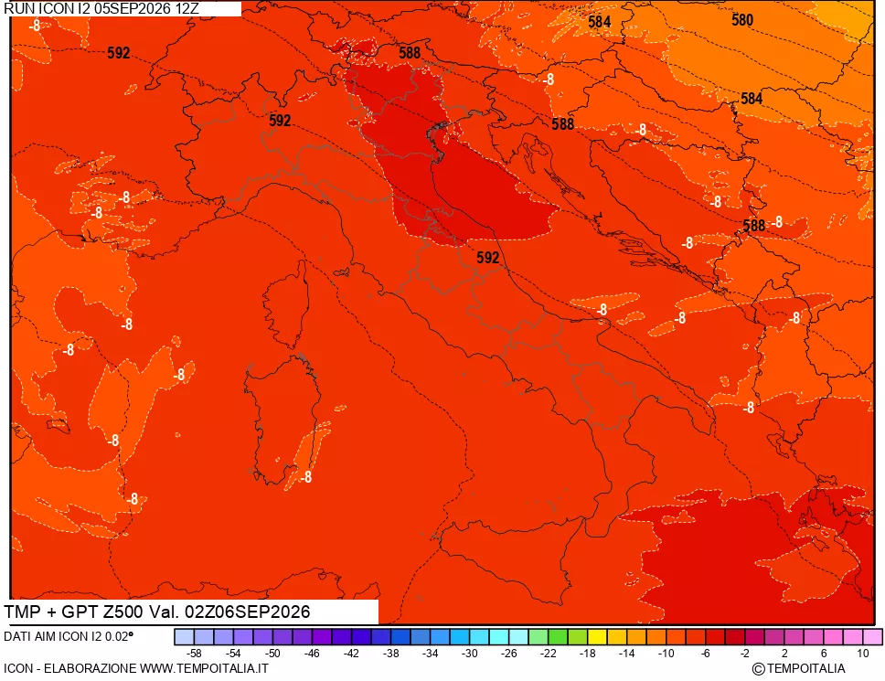 mappa 500 hPa Temp + GPT