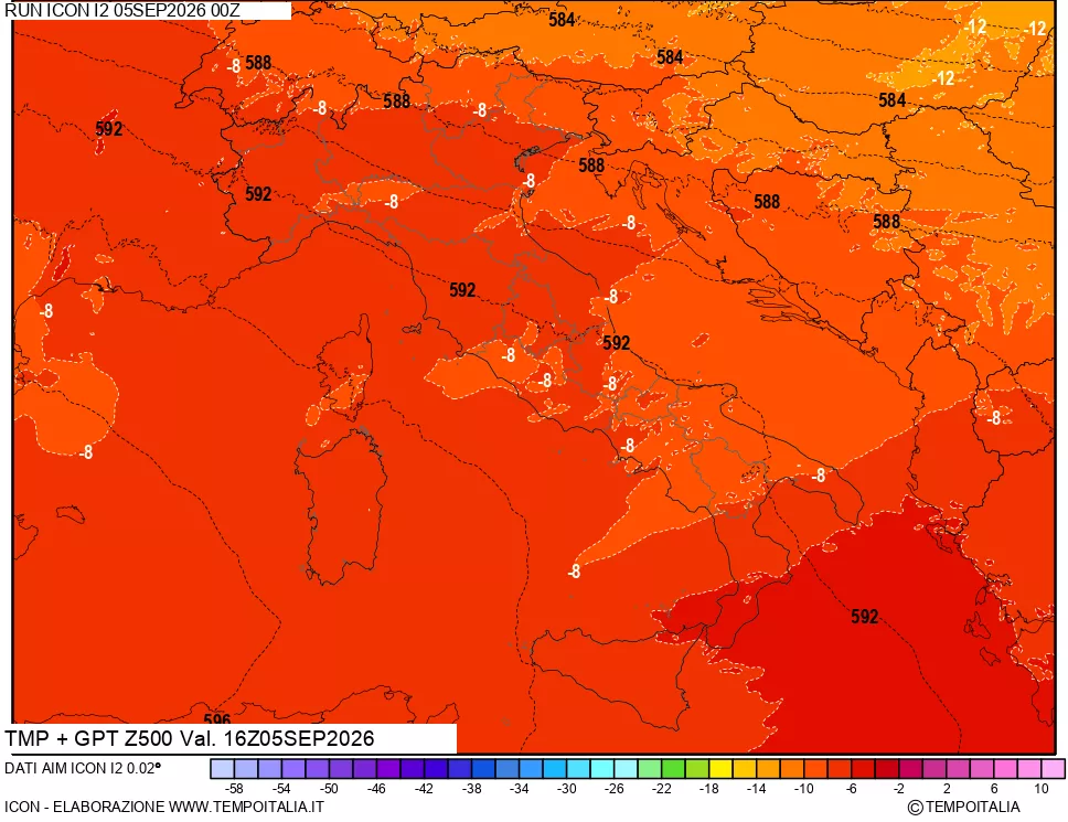 mappa 500 hPa Temp + GPT