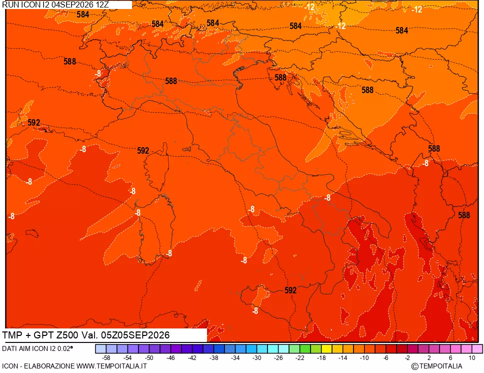 mappa 500 hPa Temp + GPT
