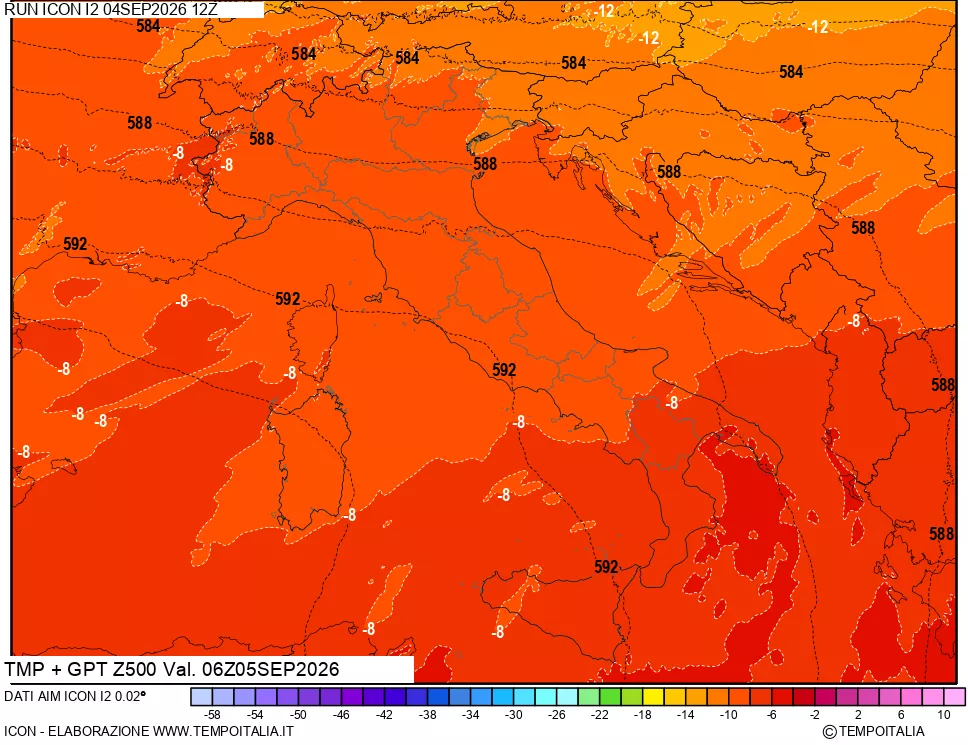 mappa 500 hPa Temp + GPT
