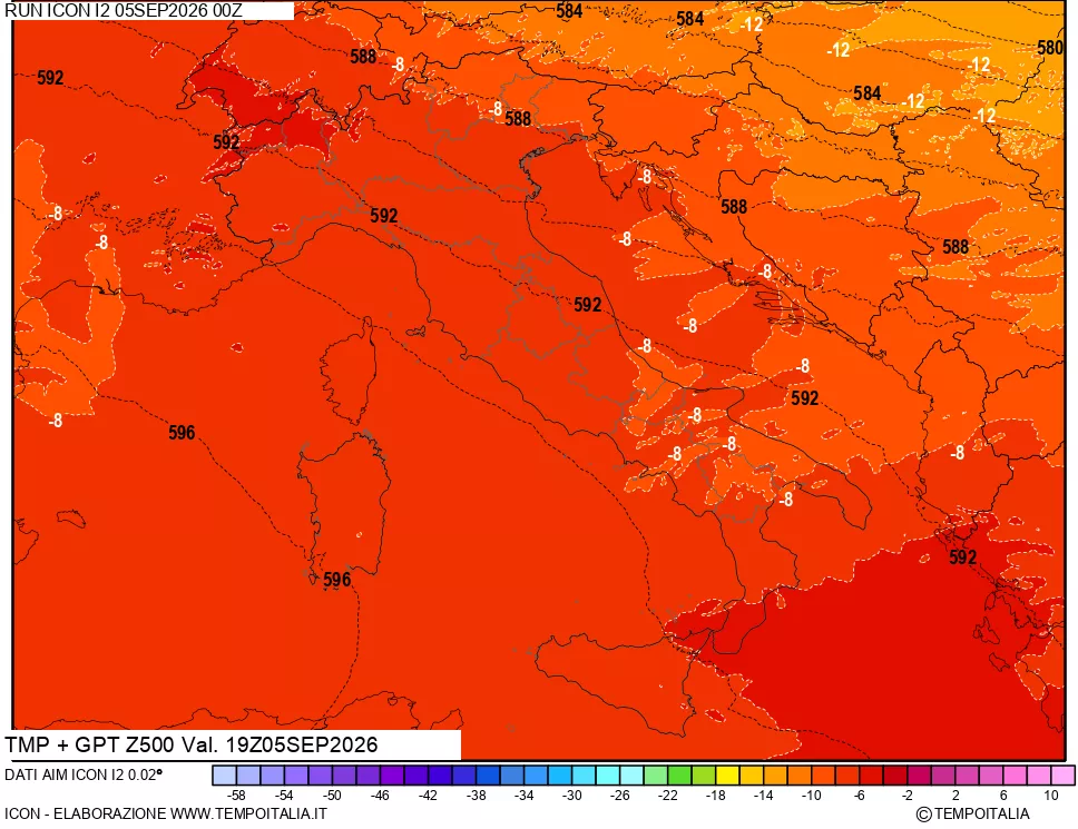 mappa 500 hPa Temp + GPT