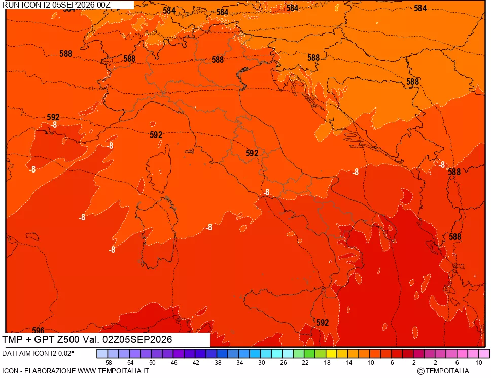 mappa 500 hPa Temp + GPT