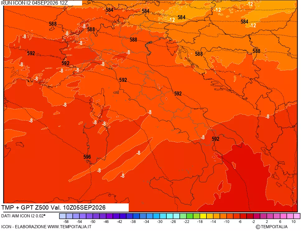 mappa 500 hPa Temp + GPT