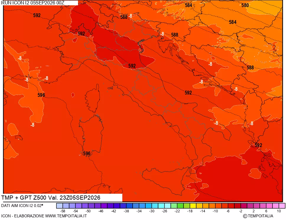 mappa 500 hPa Temp + GPT
