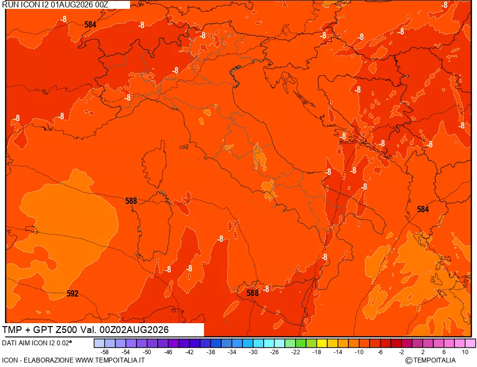 mappa 500 hPa Temp + GPT