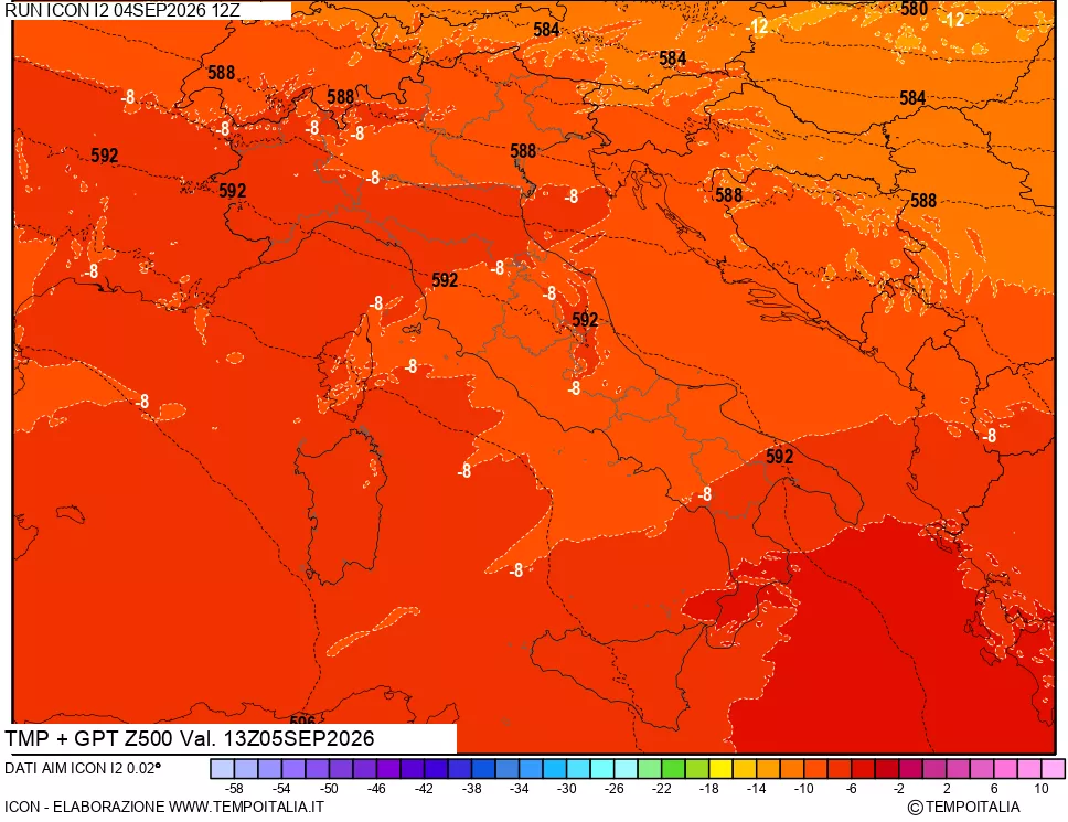 mappa 500 hPa Temp + GPT
