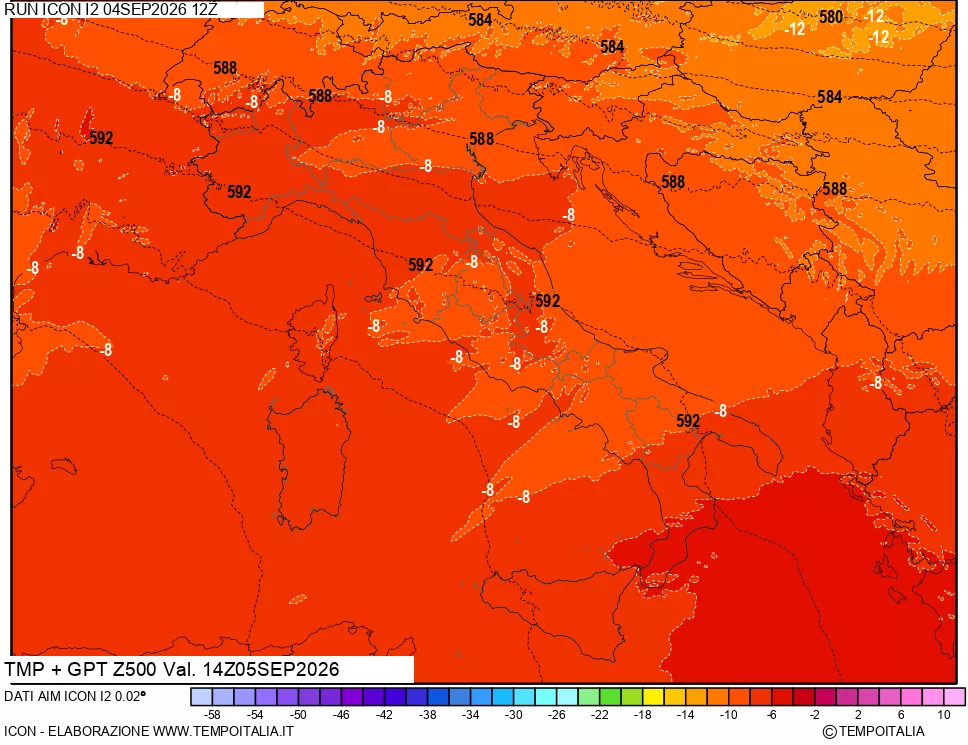 mappa 500 hPa Temp + GPT