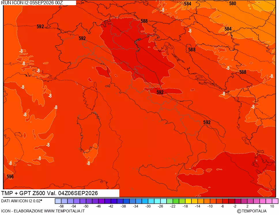 mappa 500 hPa Temp + GPT