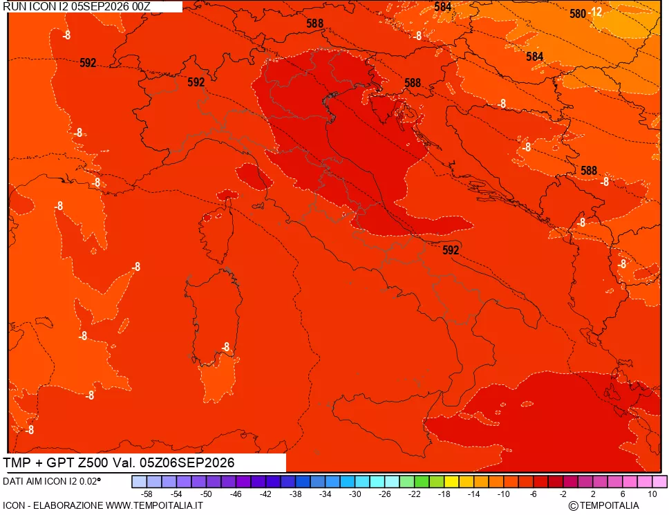 mappa 500 hPa Temp + GPT