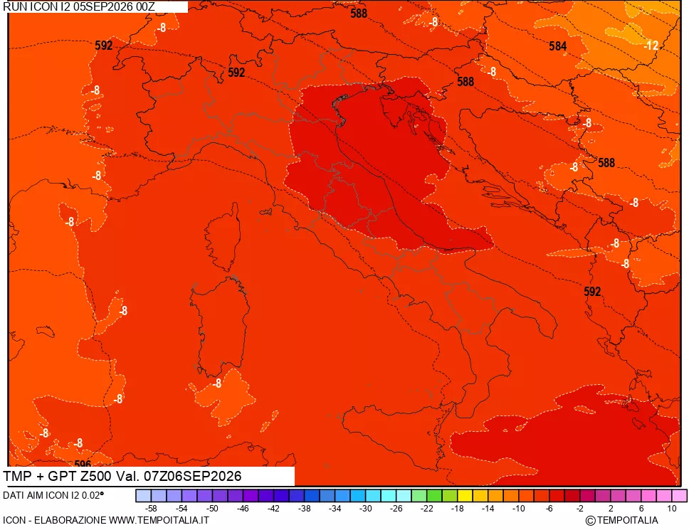 mappa 500 hPa Temp + GPT