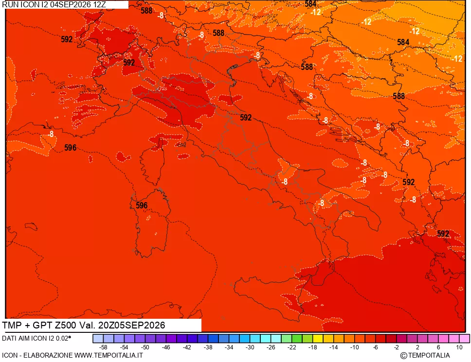 mappa 500 hPa Temp + GPT