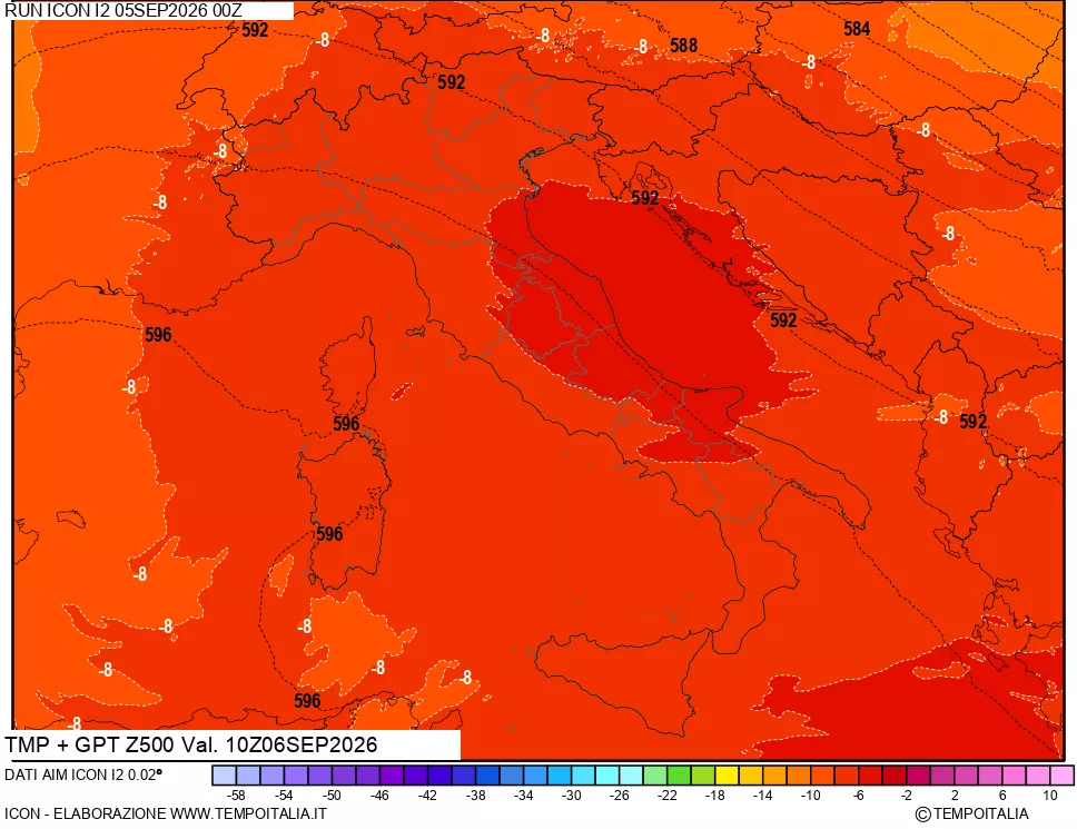 mappa 500 hPa Temp + GPT