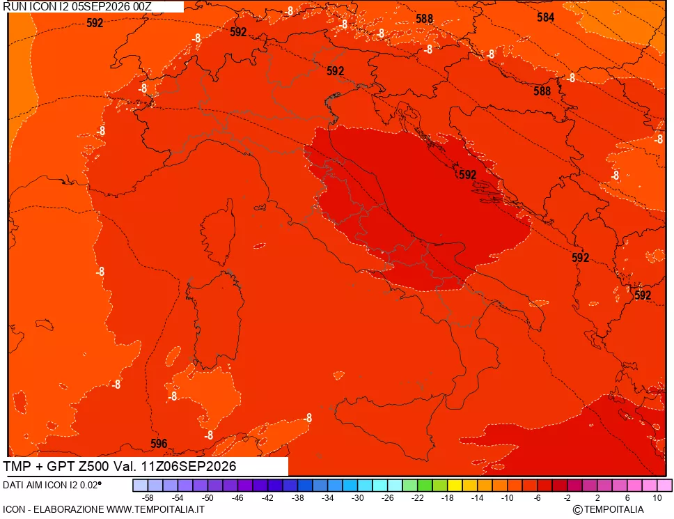 mappa 500 hPa Temp + GPT