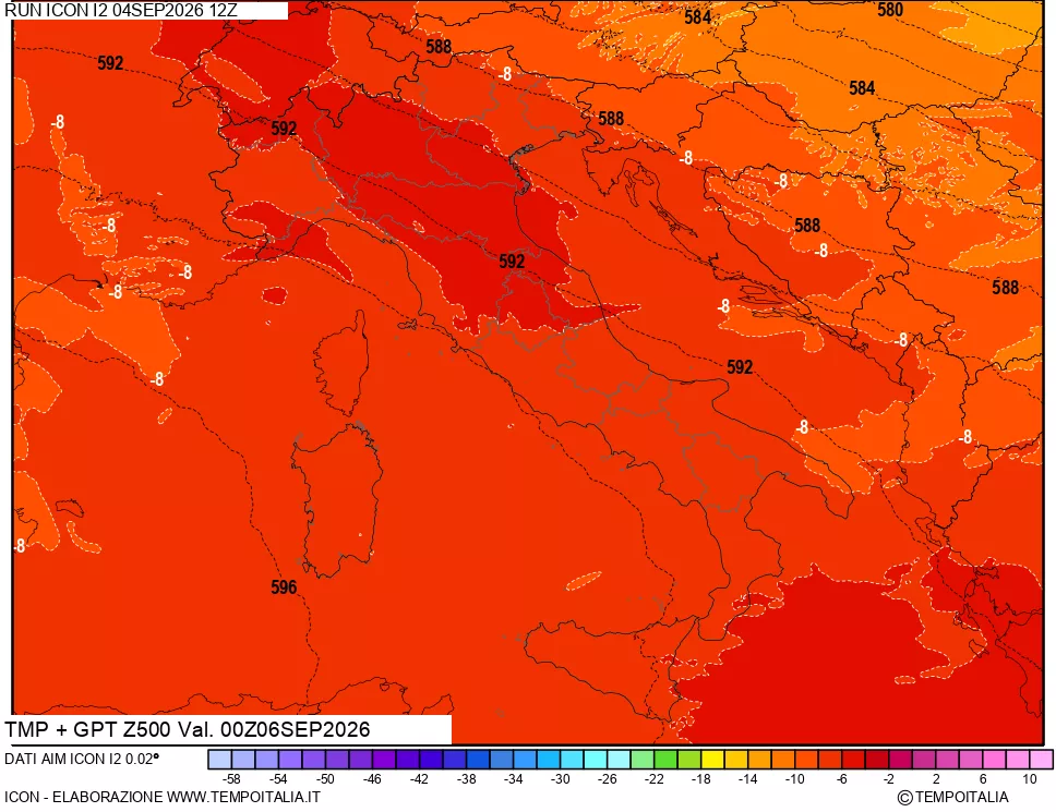 mappa 500 hPa Temp + GPT