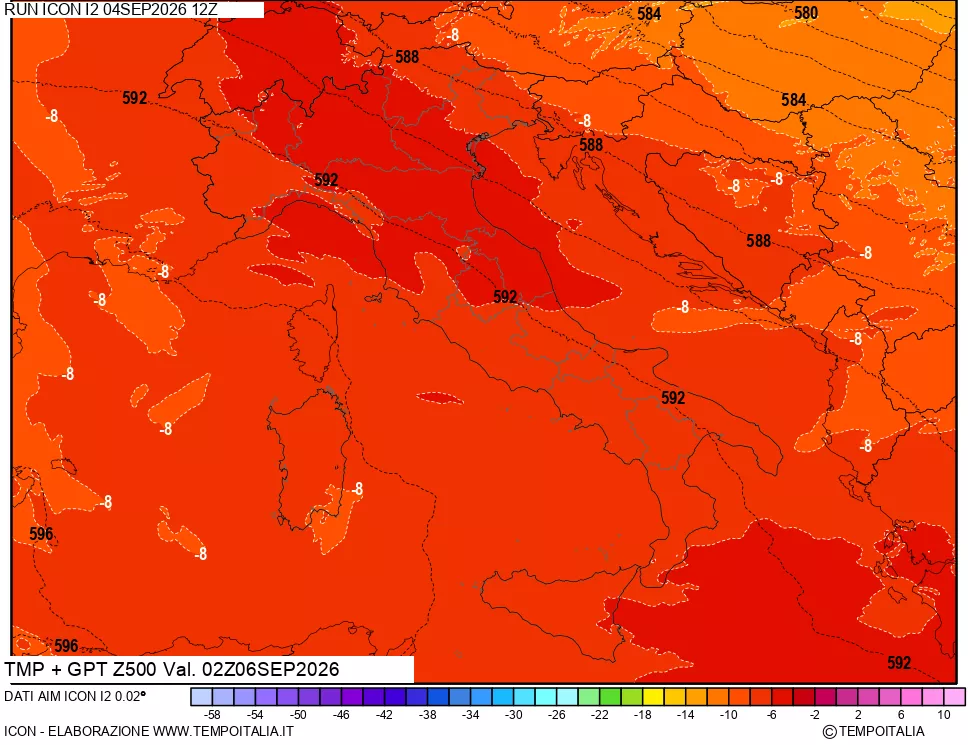 mappa 500 hPa Temp + GPT