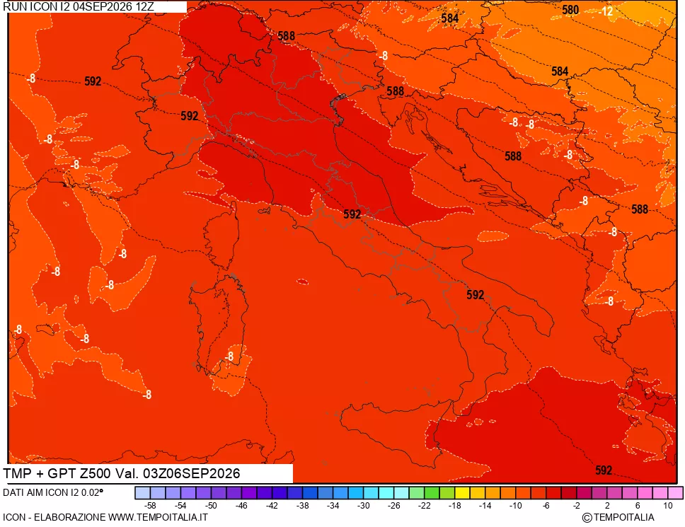 mappa 500 hPa Temp + GPT