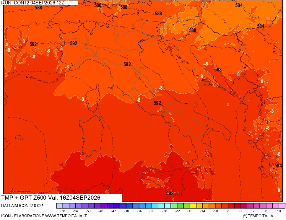 mappa 500 hPa Temp + GPT
