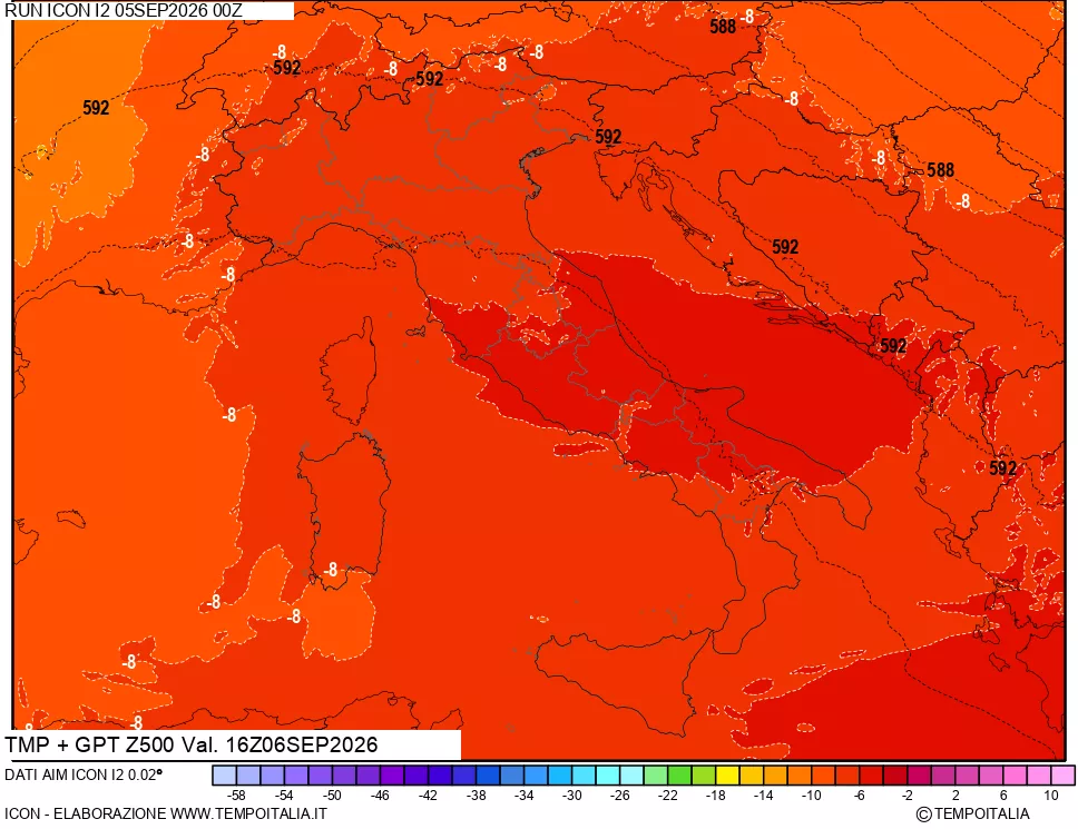 mappa 500 hPa Temp + GPT