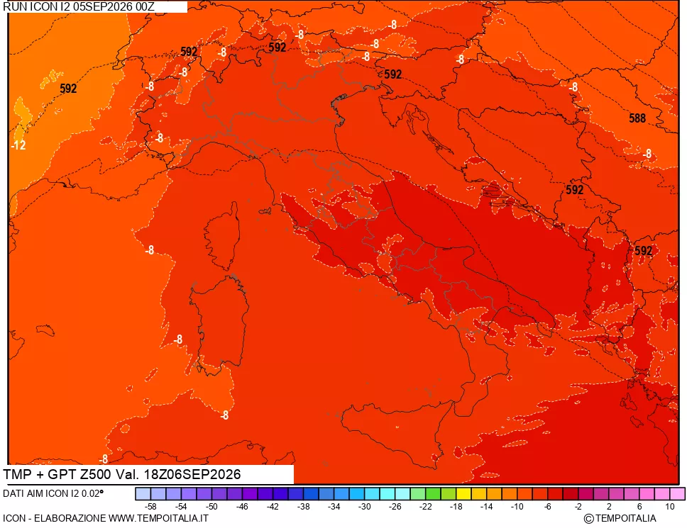mappa 500 hPa Temp + GPT