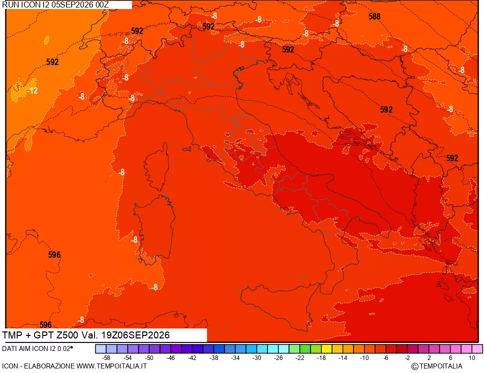 mappa 500 hPa Temp + GPT