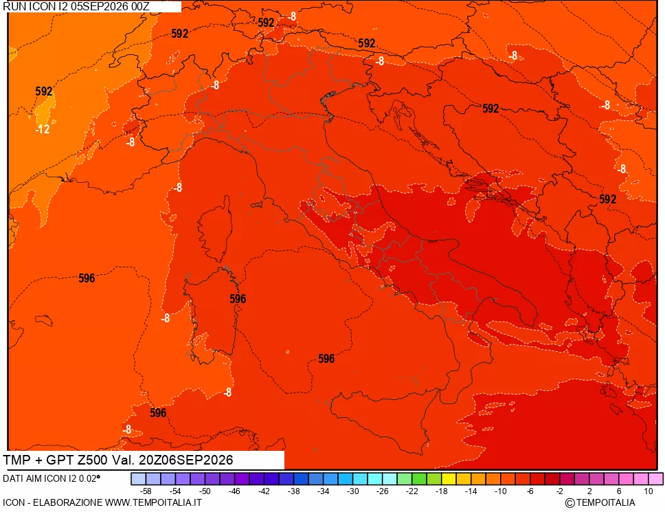 mappa 500 hPa Temp + GPT